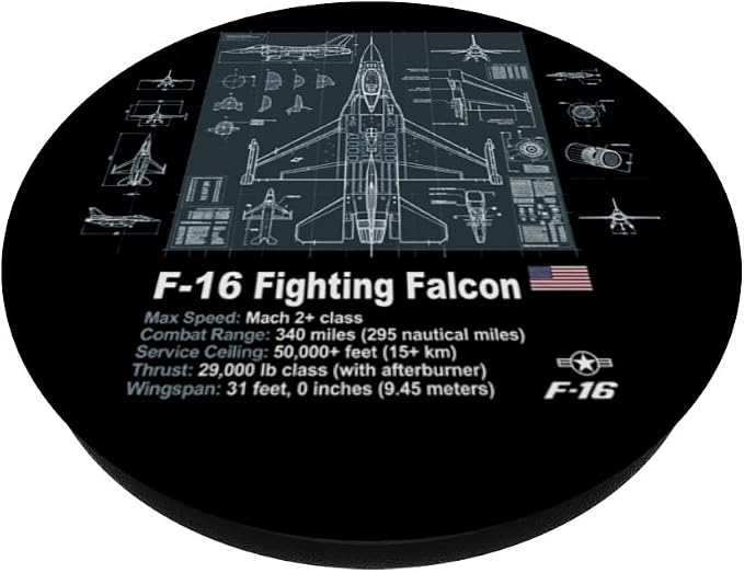 F-16 Blueprint Technical Schematic Aviation PopSockets PopWallet for MagSafe