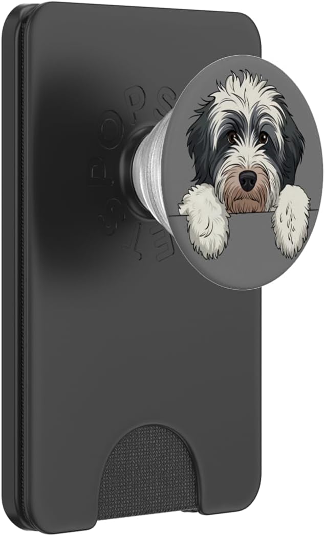 Cute Bernedoodle Peeking Doodle Puppy Dog Lover Men Women PopSockets Adhesive PopGrip