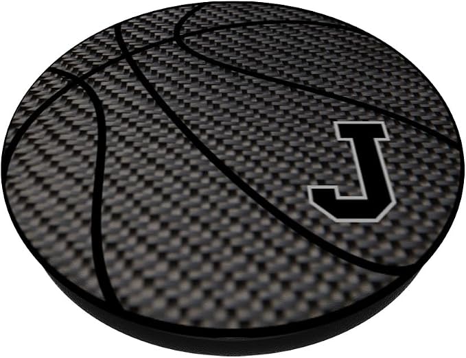 Basketball Letter J Black Phone Stand Initial J for Men PopSockets Adhesive PopGrip