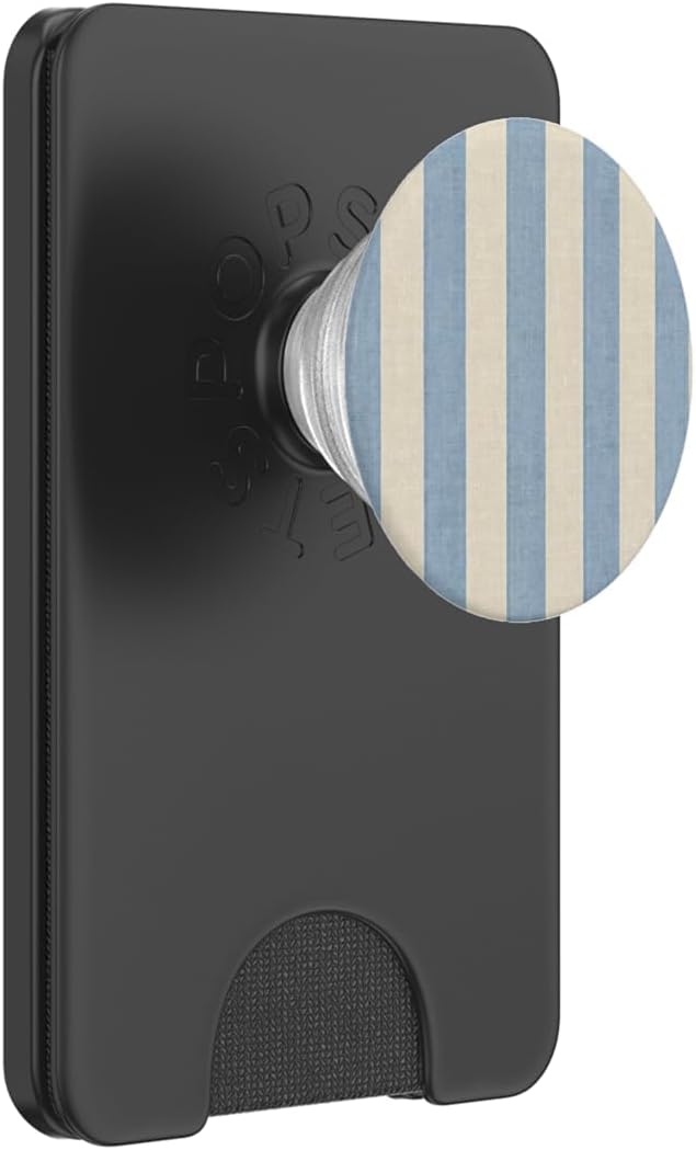 Cream Blue Stripe Pastel Pattern PopSockets PopWallet for MagSafe