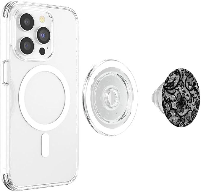 Black Lace Vintage Pattern PopSockets PopGrip for MagSafe