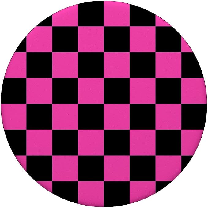 Classic Checkered Hot Pink-Black Checkerboard Pattern Cute PopSockets Adhesive PopGrip