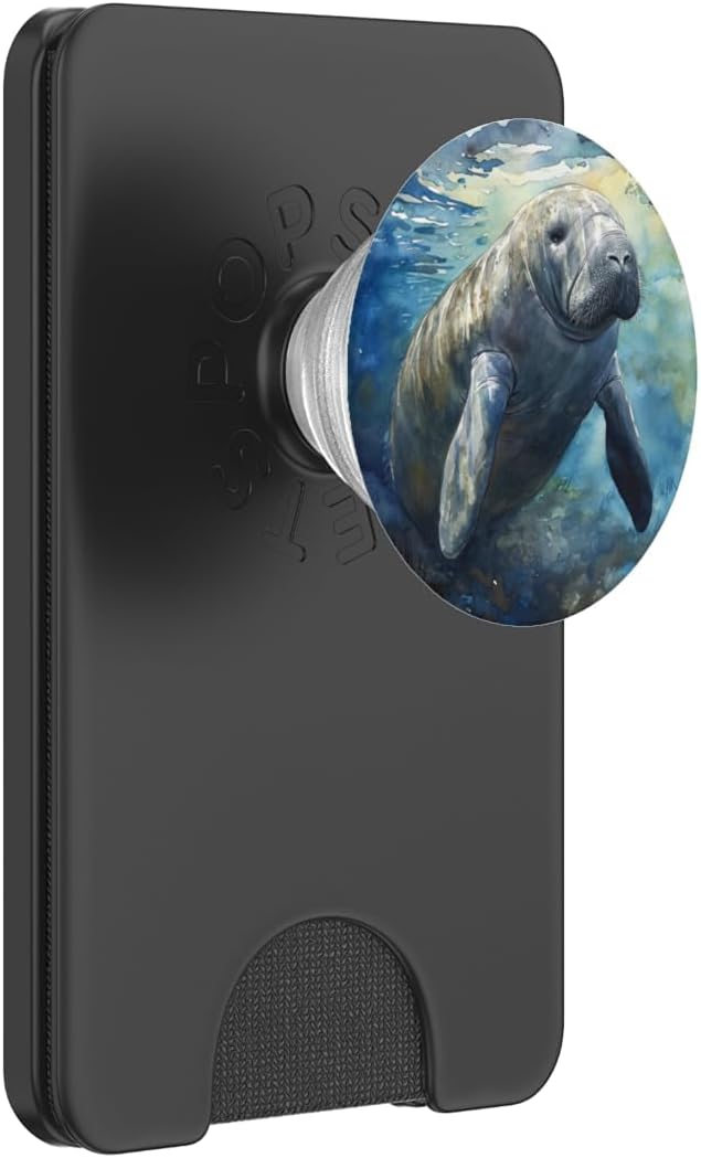 Watercolor Manatee PopSockets PopGrip for MagSafe