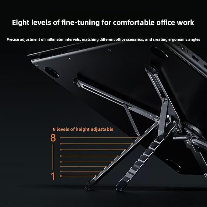 Portable Laptop Stand for Desk Foldable Adjustable Computer Riser with Magnetic Phone Holder Aluminum Laptop Stand Tablet Stand Mobile Phone Holder (Navy Blue)