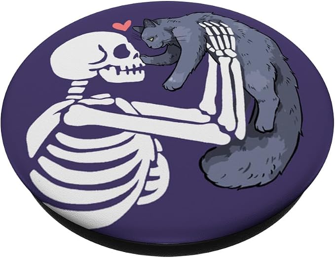 PopSockets Skull &amp Goth Phone Grip &amp Stand - Skeleton &amp Cat PopSockets PopGrip for MagSafe