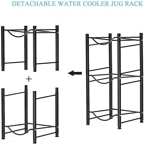 LIANTRAL 5 Gallon Water Bottle Rack - Detachable Heavy Duty 3-Tier Stand for Home, Office (Black)