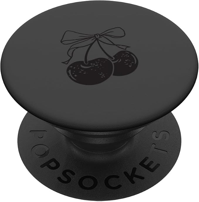 Minimalist Black Cherries with Bow PopSockets PopWallet for MagSafe