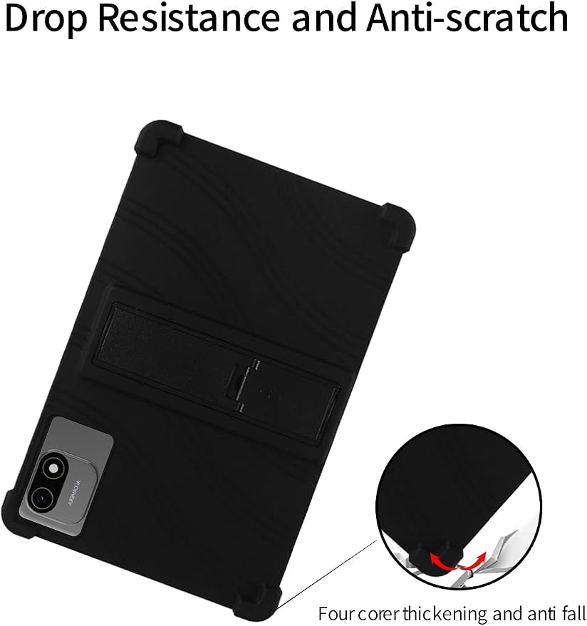 for Headwolf W6 10.1 Inch Tablet CaseBOVUGAC Soft Silicone Adjustable Stand Shockproof Kids Friendly for Headwolf W6 10.1 Tablet(Black)