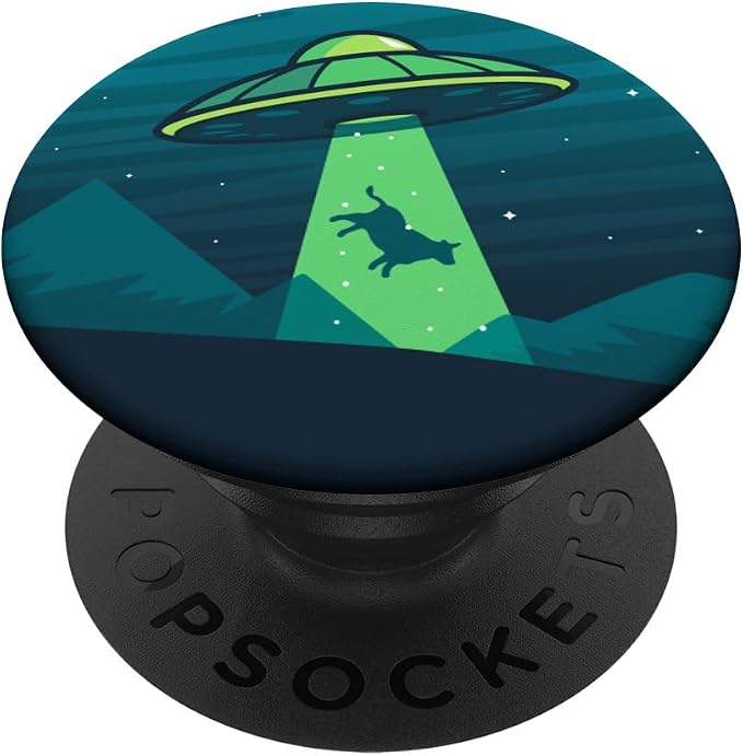 Aliens Abducting Cow into Flying UFO Saucer Abduction PopSockets Adhesive PopGrip