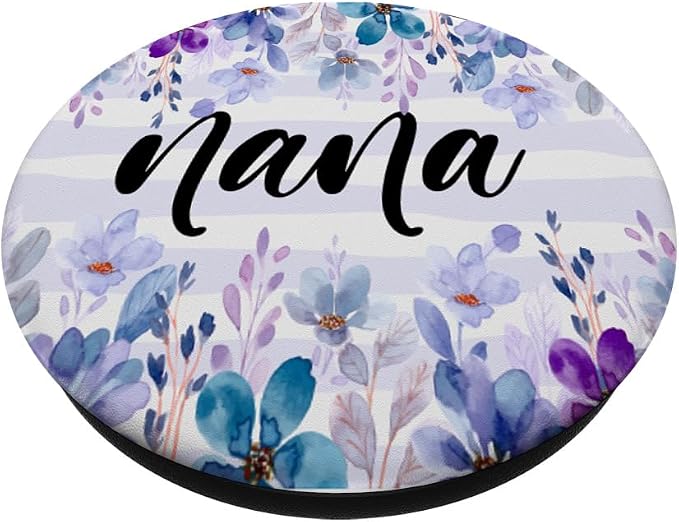 Nana Withe Blue Purple Flower For Women Grandma PopSockets Adhesive PopGrip