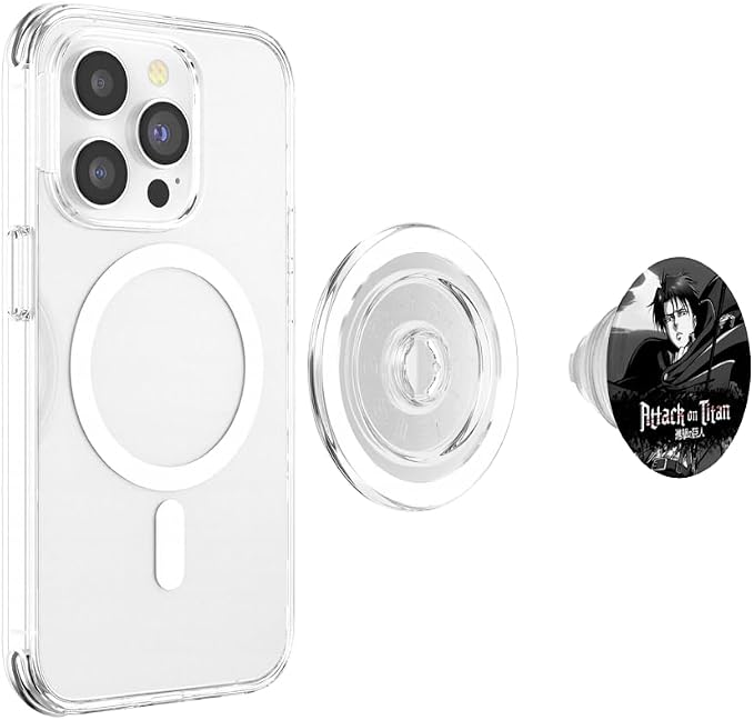 Attack on Titan Black and White Levi Splatter Logo Anime PopSockets PopWallet for MagSafe