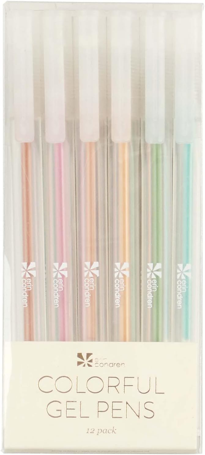 Erin Condren Colorful Gel Pens 12-Pack Rich Premium Ink. Writes Smoothly on Most Surfaces. Set of 12 Pens with 12 Ink Colors Perfect for Writing and Drawing