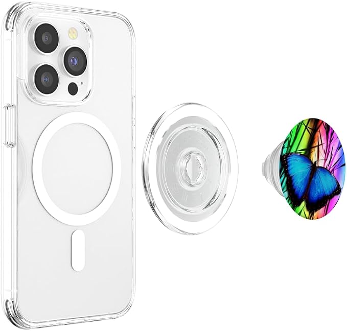 Butterfly Phone Grip Pop Out Holder Rainbow Butterfly Blue PopSockets Adhesive PopGrip