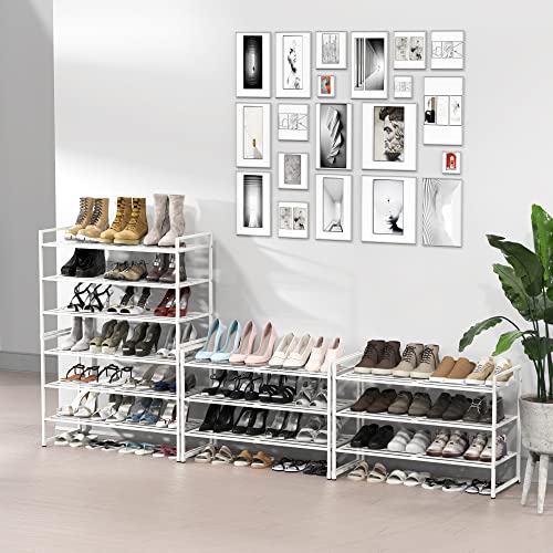 Simple Houseware 3-Tier Stackable Metal Panel Shoes Rack, White - color: White, style: Metal Panel