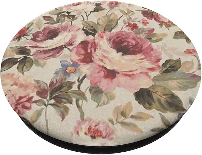 Beige Pink Vintage Floral Pattern PopSockets PopWallet for MagSafe