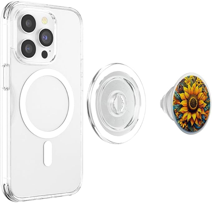 Mandala Geometric Watercolor Sunflower Pattern Floral Women PopSockets PopGrip for MagSafe