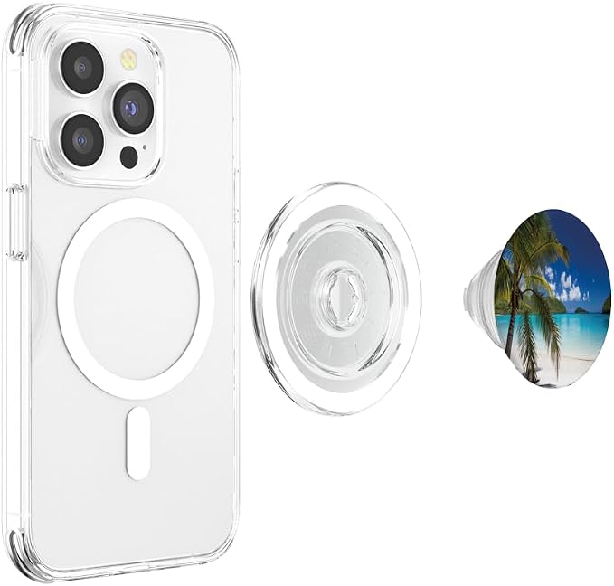 Tropical Beach Palm Tree Ocean Getaway Vacation PopSockets Adhesive PopGrip