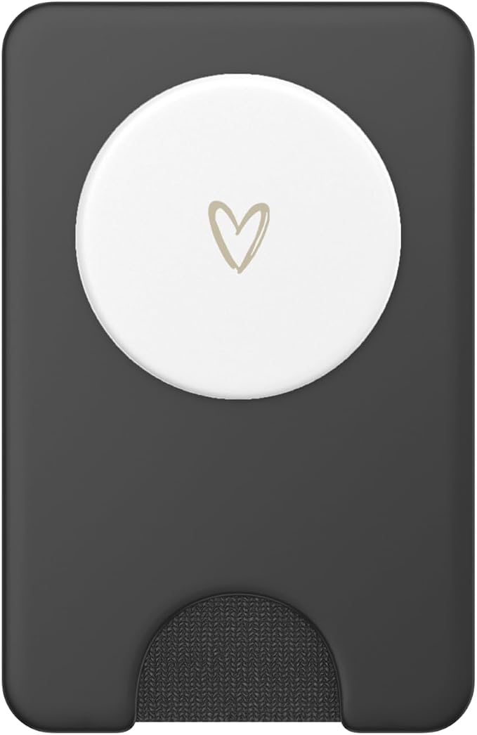 Beige White Minimalist Heart PopSockets Adhesive PopGrip