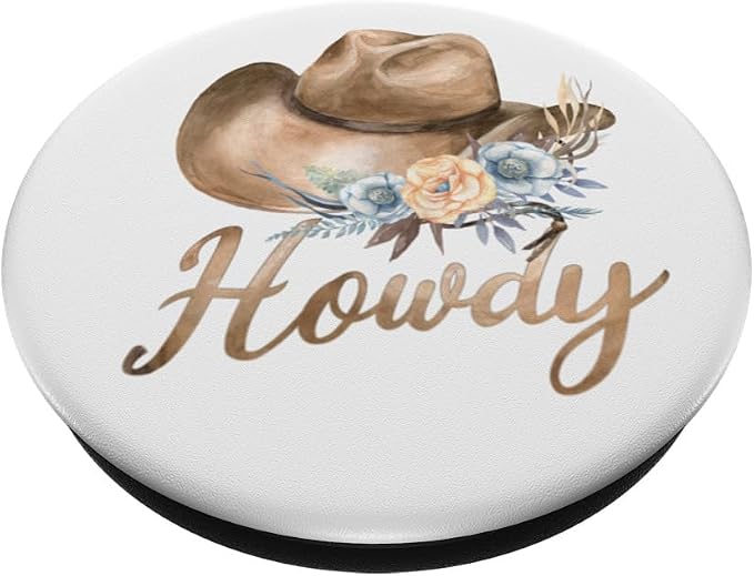Howdy Cowboy Hat Watercolor PopSockets Adhesive PopGrip