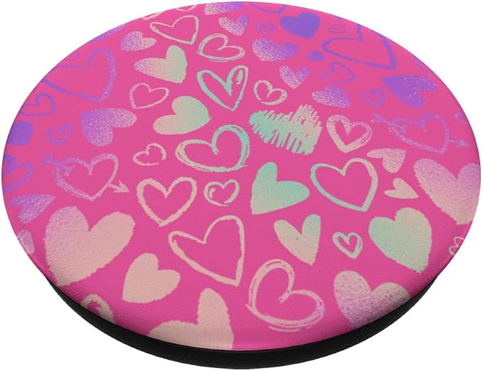 Rainbow Modern Hearts Pink PopSockets Adhesive PopGrip