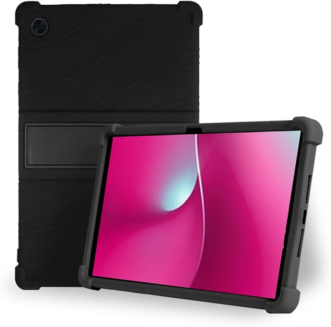 Case for T-Mobile Revvl Tab 2 10.1-InchCompatible with T-Mobile Revvl Tab 2 Android Tablet–Soft Silicone Protective Cover with Kickstand Shockproof Drop-Resistant Business-Style Stand(Black)