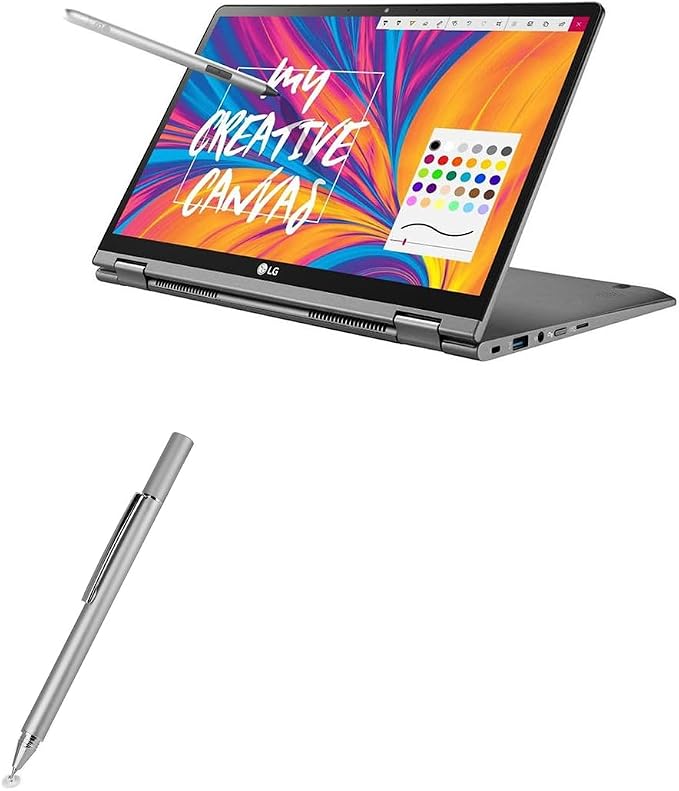 BoxWave Stylus Pen Compatible with LG Gram 14 2-in-1 (14T990) - FineTouch Capacitive Stylus Super Precise Stylus Pen - Metallic Silver