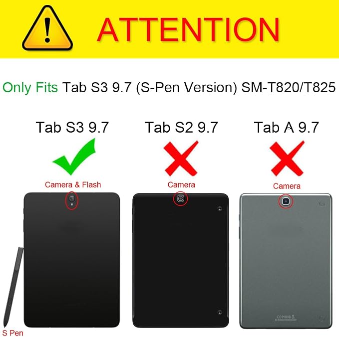 Fintie Slim Shell Case for Samsung Galaxy Tab S3 9.7 2017 Release Black | Lightweight Hardback Soft Microfiber Interior Magnetic Closure S Pen Holder Auto Sleep/Wake