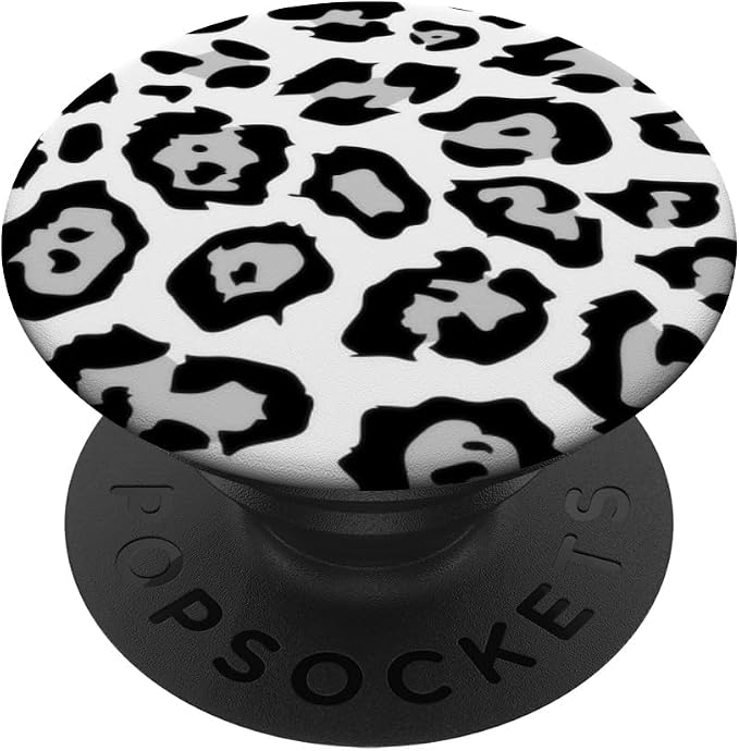 Leopard Print: Black and White Cheetah Animal Knob for Women PopSockets Adhesive PopGrip