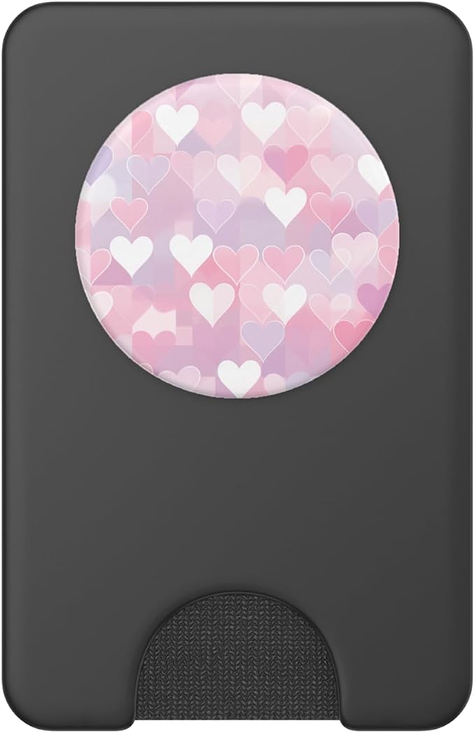 Pink Heart Pattern Valentines Day PopSockets Adhesive PopGrip