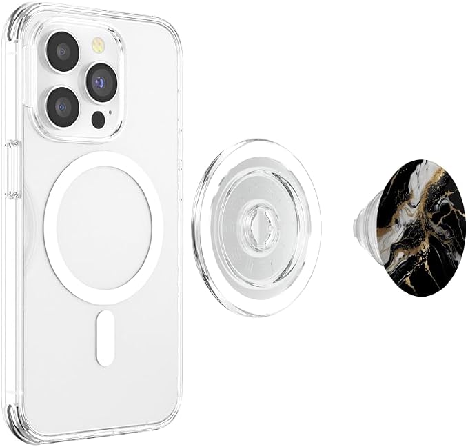Marble-like Black and White and Gold Colors Pattern PopSockets Adhesive PopGrip