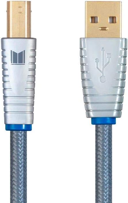 Monolith USB Digital Audio Cable - USB Type-A to USB Type-B Gold-Plated Connectors 22AWG 1 Meter Gray