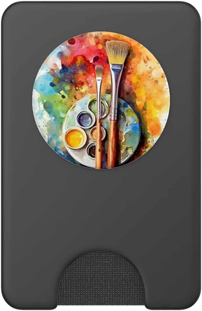 Watercolor Paints Palette And Paintbrush Painter Artists PopSockets Adhesive PopGrip