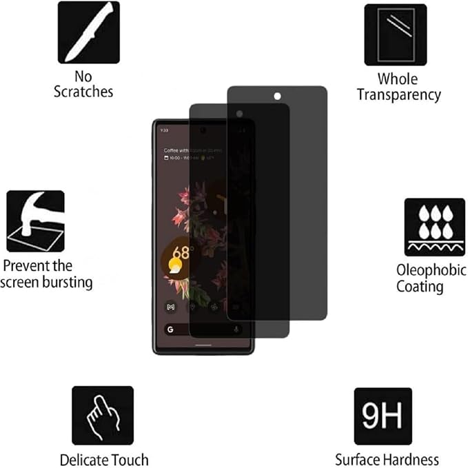 3 Pack Privacy Screen Protector for Google Pixel 4 9H Hardness [Anti-Scratch] Full Coverage Anti-Spy Tempered Glass Film for Google Pixel 4 [Don’t Support Fingerprint Unlock] | 9H Hardness Anti-Spy T