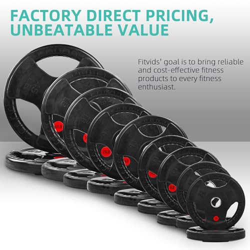 Fitvids Barbell Weight Set, Cast Iron 1" Standard Weight Plates Including 5FT Standard Barbell Bar & Star Locks, 95 Pounds Set (85 Lbs Plates + 10 Lbs Barbell Bar), Multiple Packages