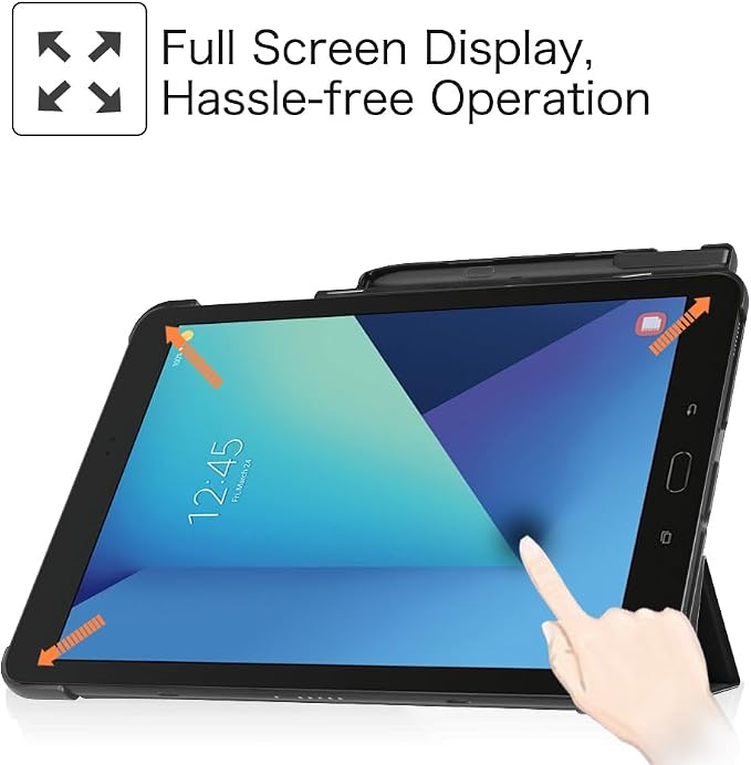 Fintie Slim Shell Case for Samsung Galaxy Tab S3 9.7 2017 Release Black | Lightweight Hardback Soft Microfiber Interior Magnetic Closure S Pen Holder Auto Sleep/Wake