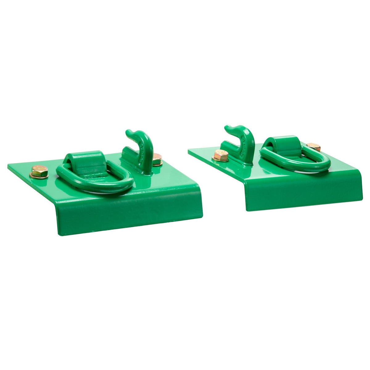 5/16" Tractor Bucket Hook with Tie Down Ring, Grade 70 Forged Steel 2 Pack Bolt-On Grab Hook with Back Plate Compatible for Tractor Bucket RV UTV Truck, Maximum Break Strength 12,000 lbs, Green