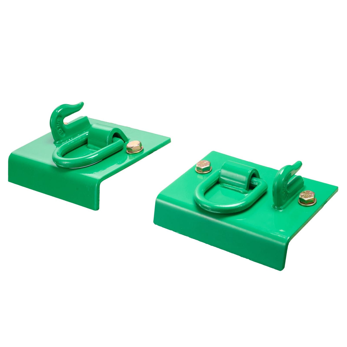 5/16" Tractor Bucket Hook with Tie Down Ring, Grade 70 Forged Steel 2 Pack Bolt-On Grab Hook with Back Plate Compatible for Tractor Bucket RV UTV Truck, Maximum Break Strength 12,000 lbs, Green