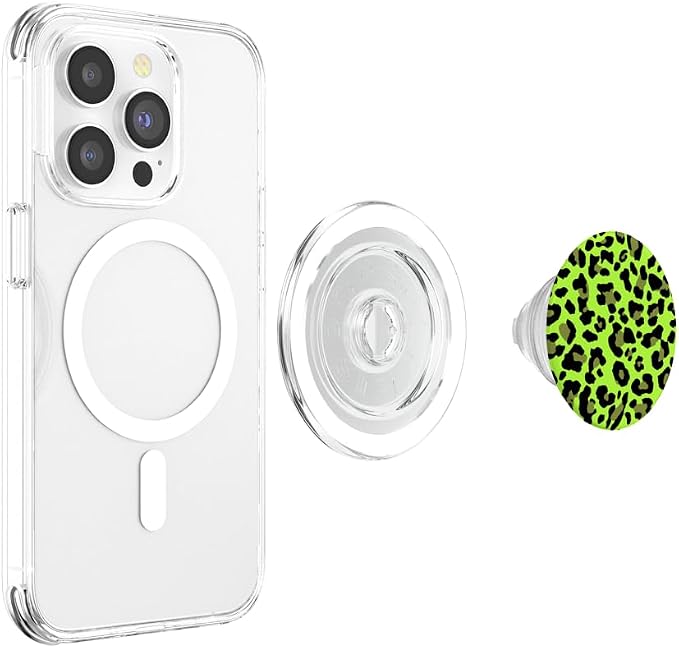 Leopard Print Stylish Cheetah Pattern Summer Cool Lime Green PopSockets Adhesive PopGrip