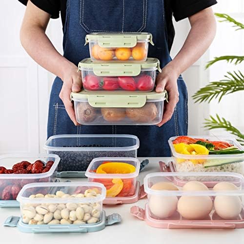 Food Containers Set with Lids Airtight - Plastic Lunch Bento Boxes - Meal Prep Containers, Microwave, Dishwasher, and Freezer Safe (Green)