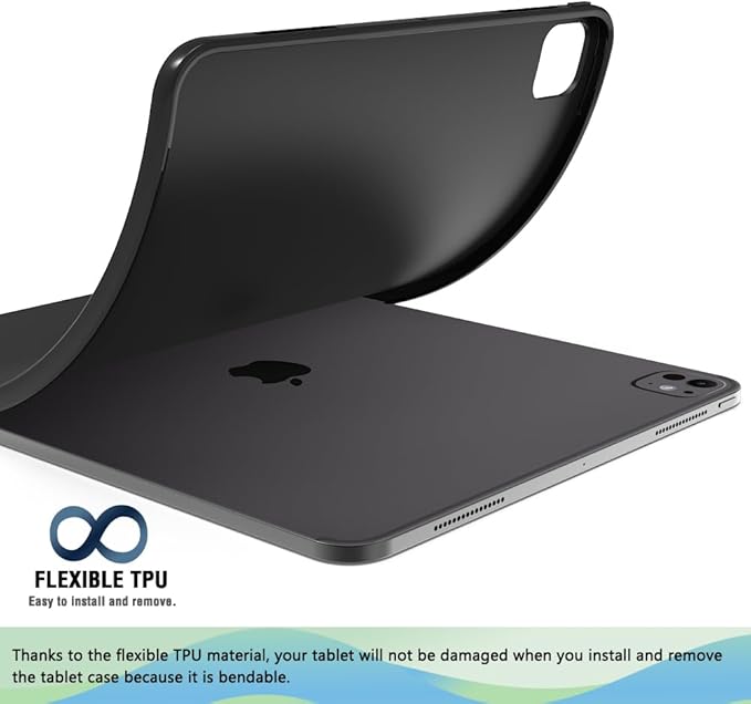 Puxicu Case for iPad Pro 12.9 Inch (2nd &amp 1st Gen) Slim Matte Rubber Soft TPU Protective Cover Black