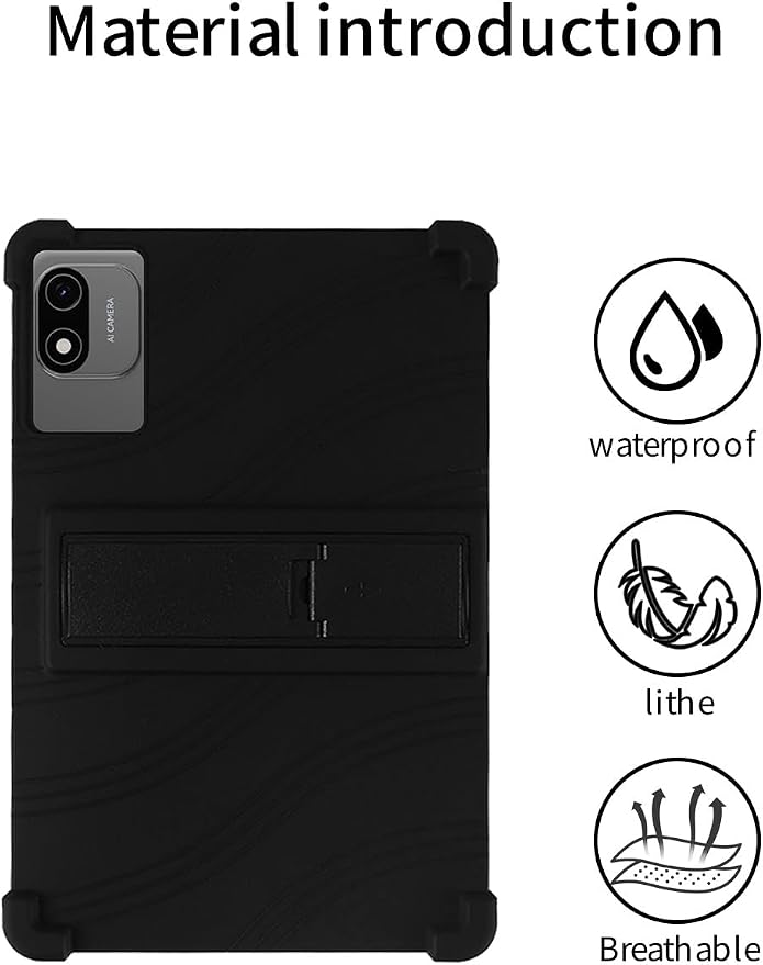 for Headwolf W6 10.1 Inch Tablet CaseBOVUGAC Soft Silicone Adjustable Stand Shockproof Kids Friendly for Headwolf W6 10.1 Tablet(Black)