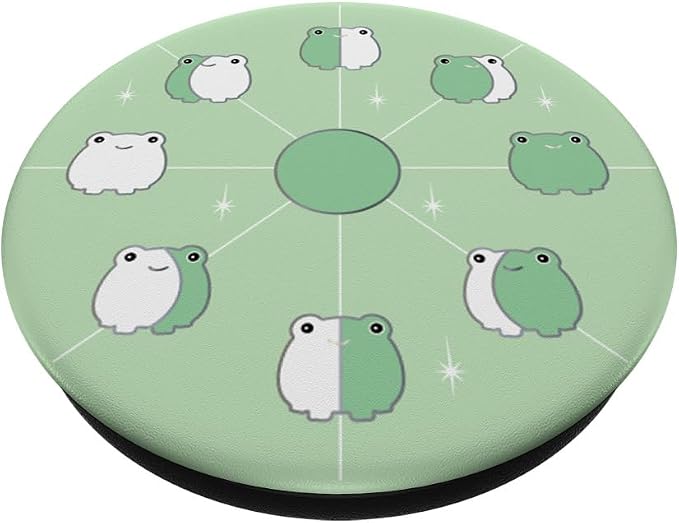 Frog Moon Phases in Aesthetic Light Green PopSockets Adhesive PopGrip