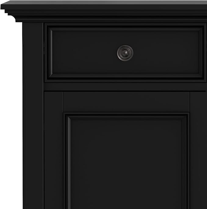 SIMPLIHOME Amherst 36-inch Wide Transitional-Style Storage Cabinet in Black with Drawers and Adjustable Shelves for Entryway or Living Room