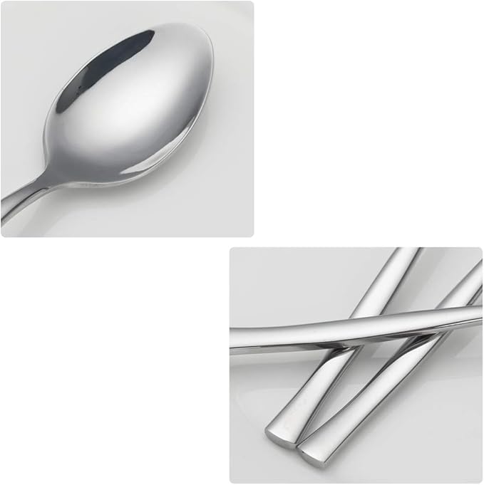 Qskely 12-Piece Dessert Spoons, Stainless Steel Small Spoon