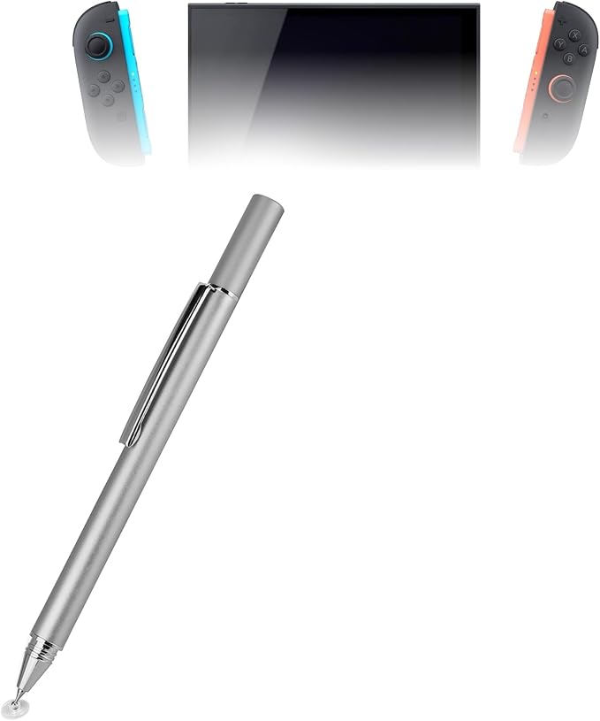 BoxWave Stylus Pen Compatible with Nintendo Switch 2 - FineTouch Capacitive Stylus Super Precise Stylus Pen - Metallic Silver