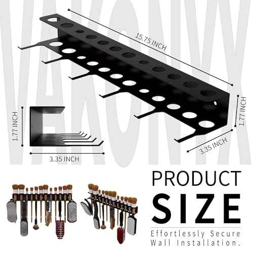 Wall Mount Brush Holder & Tool Hanger Rack for Garage, Detailing Organizer with Mounting Hardware - Holds 12 Brushes + Hooks for Towels & Tools?