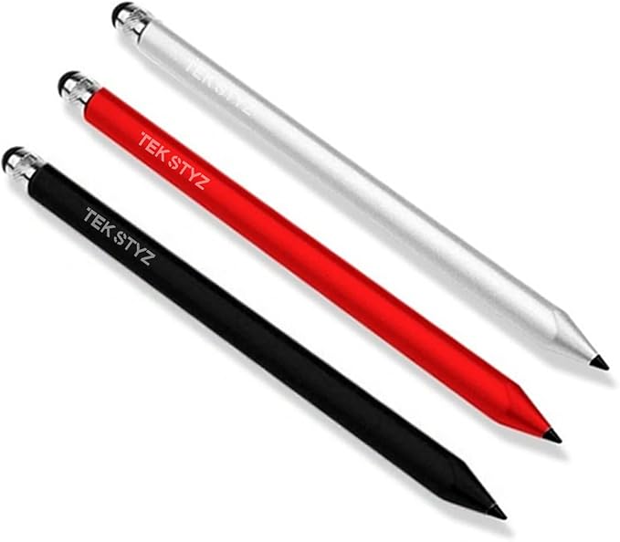 PRO Capacitive Resistive Stylus Universal 2 in 1 Compatible with Lava Z81 High Sensitivity &amp Precision Full Size 3 Pack! (Black Silver RED)