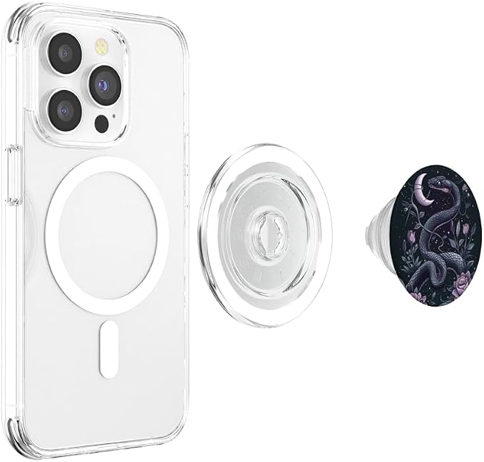 Vintage Snake Purple Flower Witchy Moon Phases PopSockets PopWallet for MagSafe