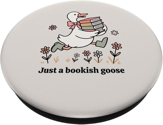 Funny Goose with Books Cute Bookworm Reader PopSockets Adhesive PopGrip