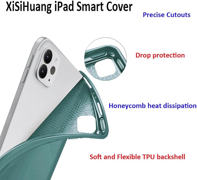 iPad Pro 11 Case 4th/3rd/2nd Gen Black | 2022/2021/2020 Lightweight Smart Folio Trifold Stand Auto Sleep/Wake Soft Silicone Back without Pencil Holder